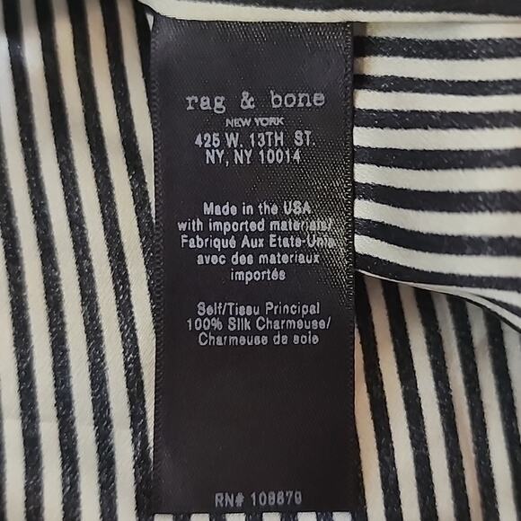 Rag & Bone Black and White Striped Off The Shoulder Silk Top, Women's XXS - Picture 6 of 9